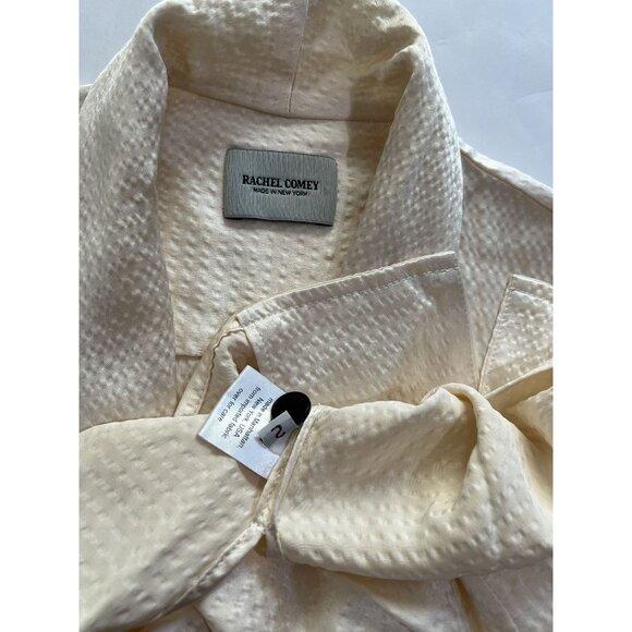 RACHEL COMEY Textured Silk Button Down Shirt in Cream - Picture 3 of 3